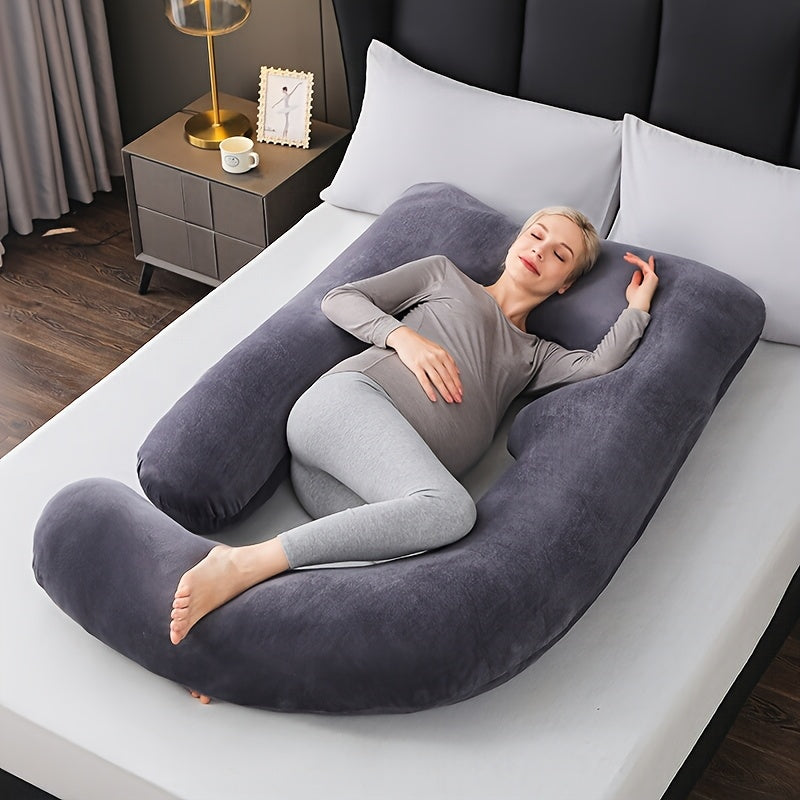 Pregnancy Pillow J-Shaped Full Body Support Soft Polyester Removable Cover