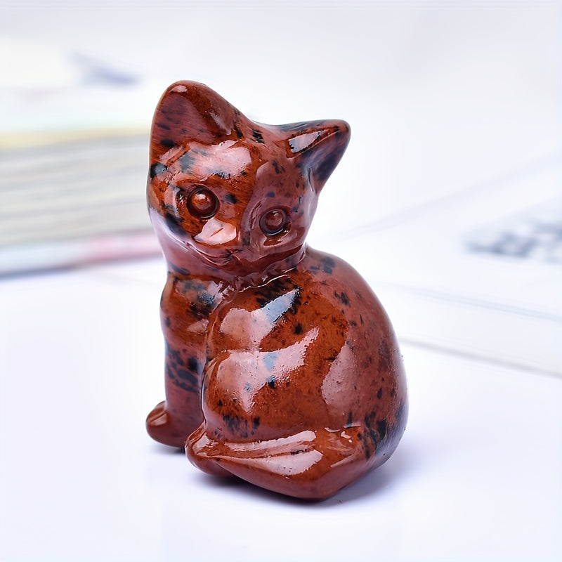 Фигурка кошки из натурального кристалла для карманов и комнат, подарок