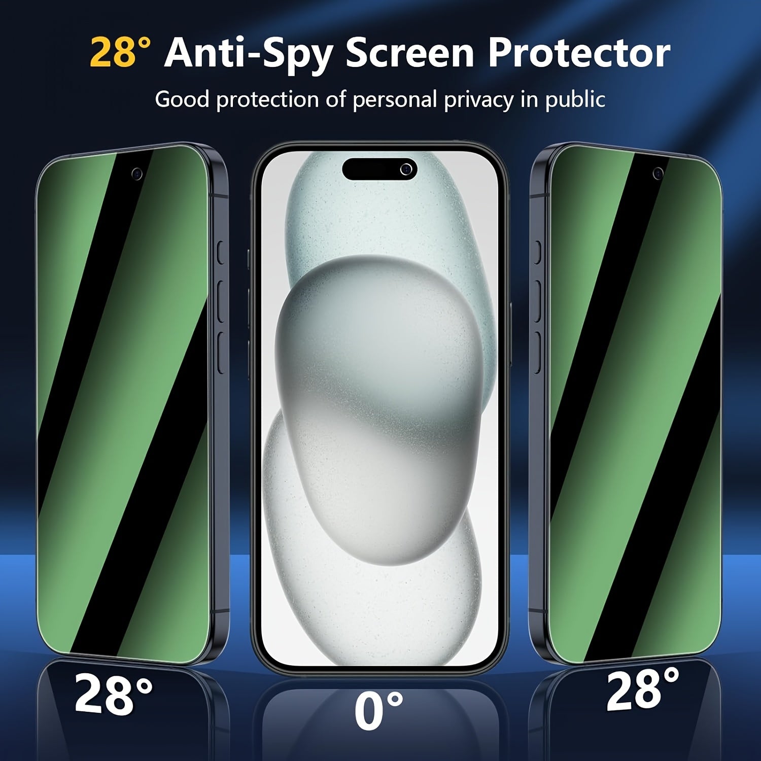 4-Pack Green Light Privacy Screen Protector for iPhone 9H Tempered Glass Full Coverage