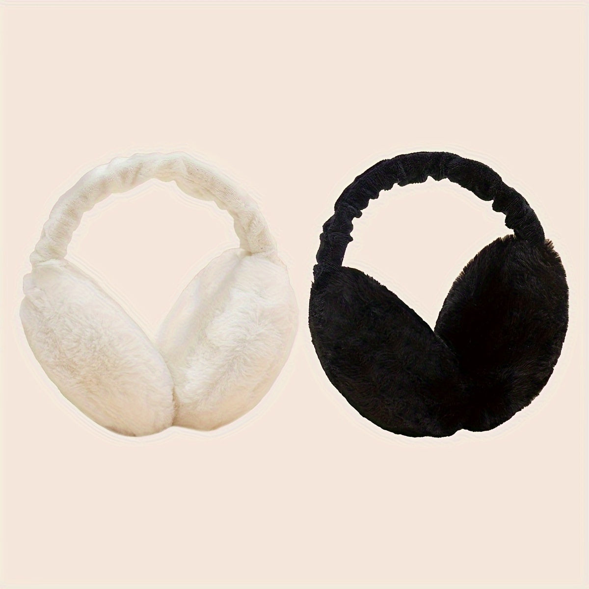 Set of 2 Women's Foldable Earmuffs in Solid Colors, Plush Warmth, Portable