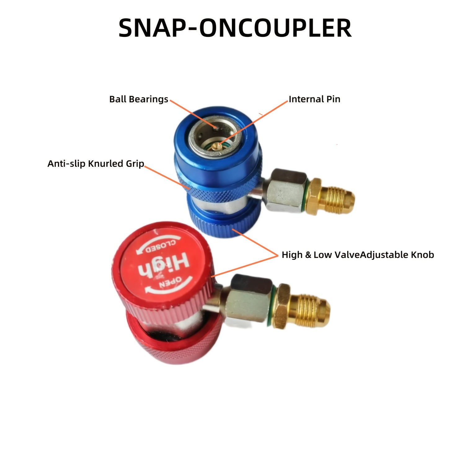 2-Piece R134a Quick Connect Coupler Set for HVAC Systems High & Low Pressure