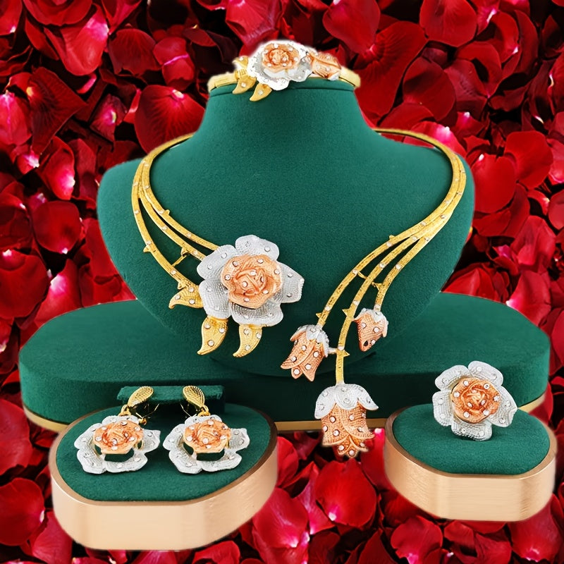 Women's Jewelry Set 5-Piece Rose Gold Valentine's Day Gift for Holiday and Party