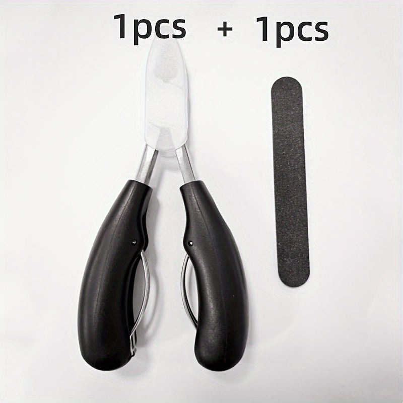 Stainless Steel Nail Clippers for Thick and Ingrown Toenails with Curved Blade and Nail File for Men and Women