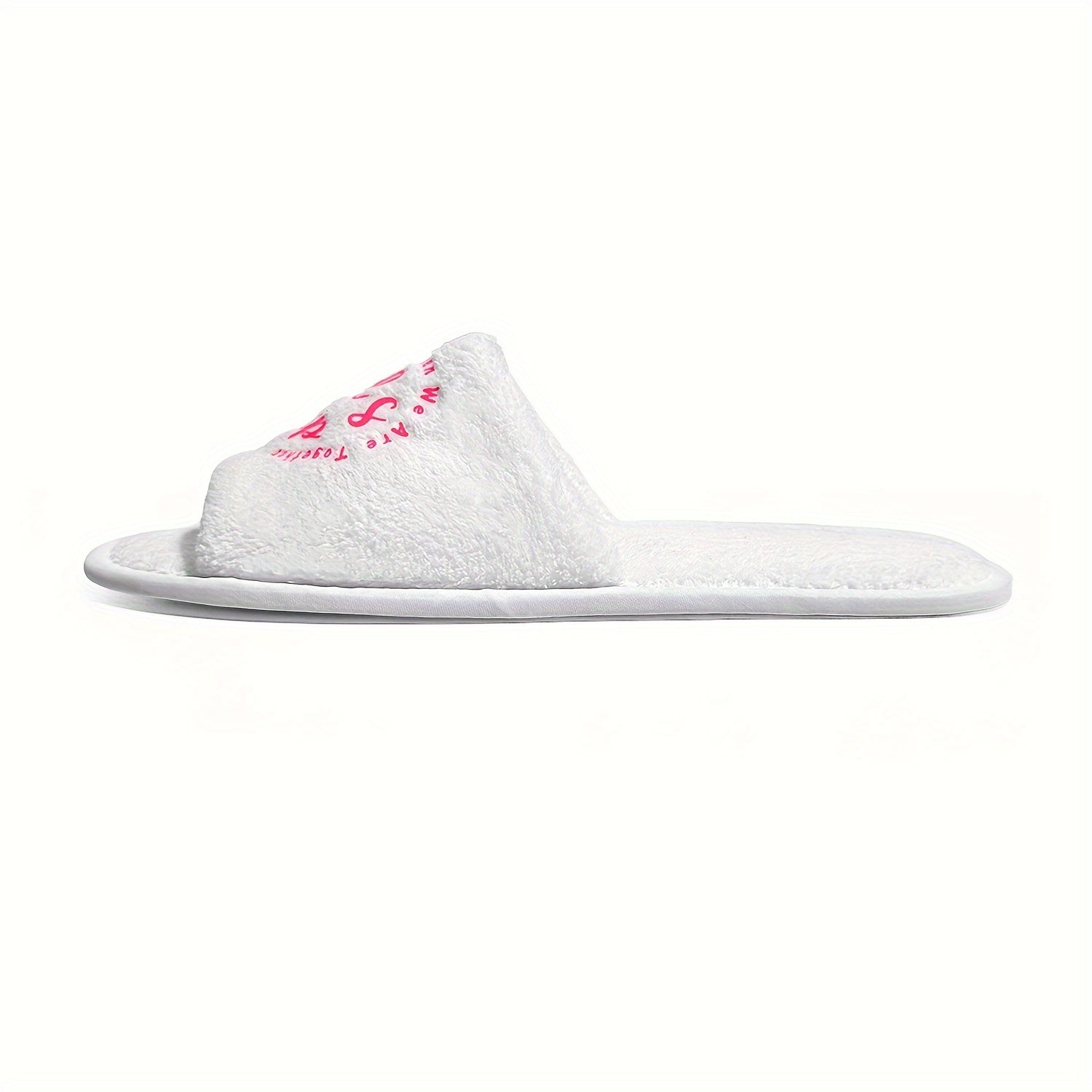 Women's Plush Open-Toe Slide Slippers with Hot Pink Print, Lightweight and Comfortable