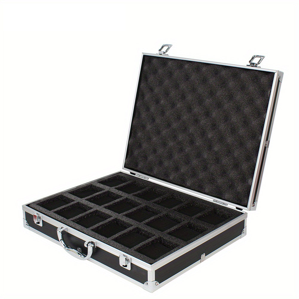 Men's Aluminum Alloy Watch Storage Box with 18 Slots Portable Display Case Gift Box