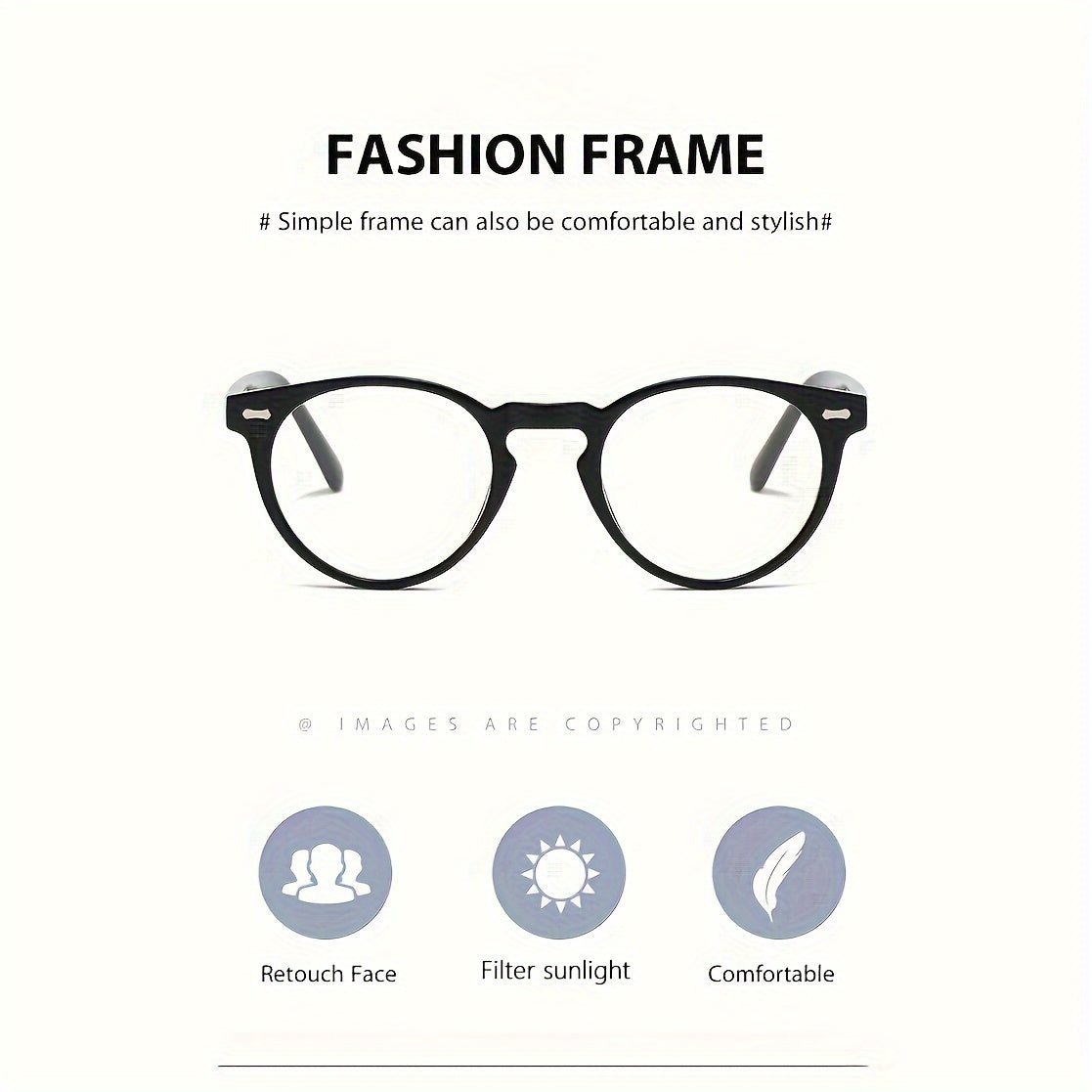 Retro Round Polarized Glasses for Men and Women with Rice Nail Detail for Eyestrain Relief