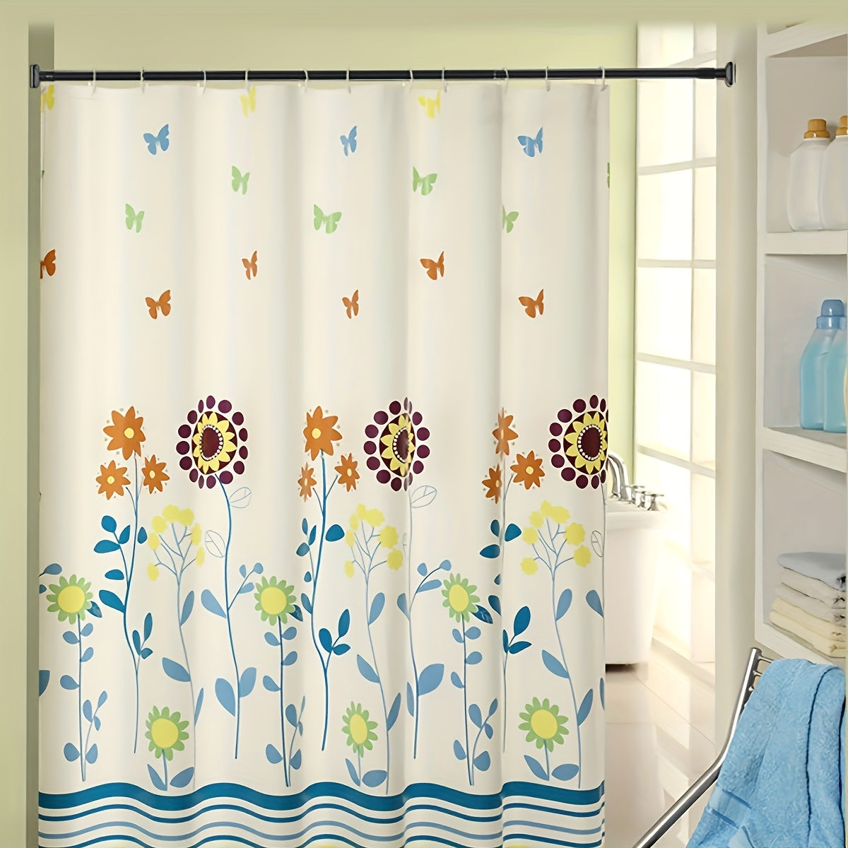 Adjustable Tension Shower Curtain Rod Closet Window Towel Rack Heavy Duty No Drill Metal Plastic