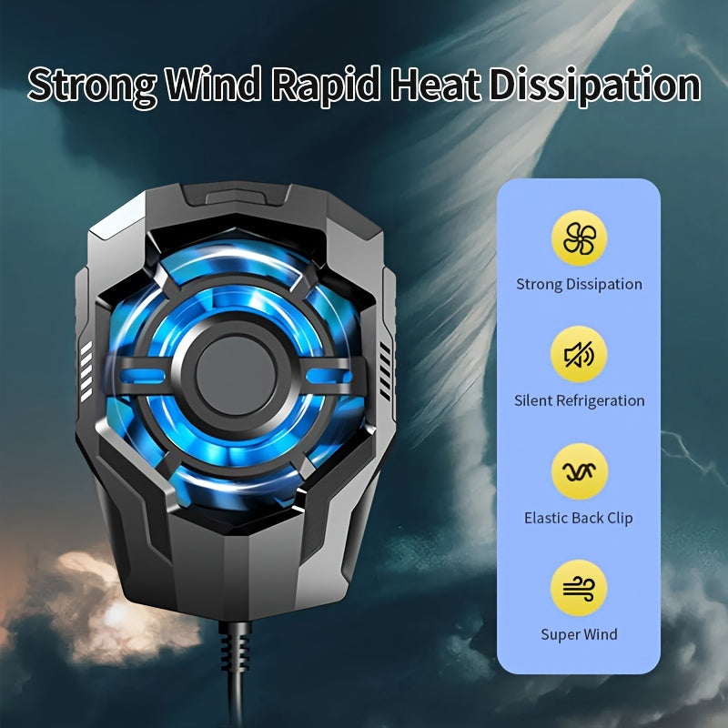 USB Powered Gaming Cell Phone Cooling Fan with Silent Operation and Blue LED Lights