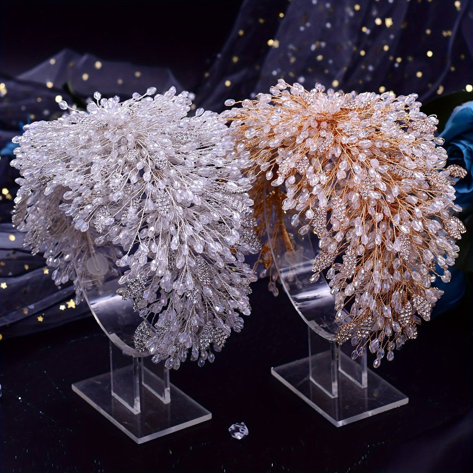 Multilayer Rhinestone Bridal Headband with Crystal Embellishments for Weddings