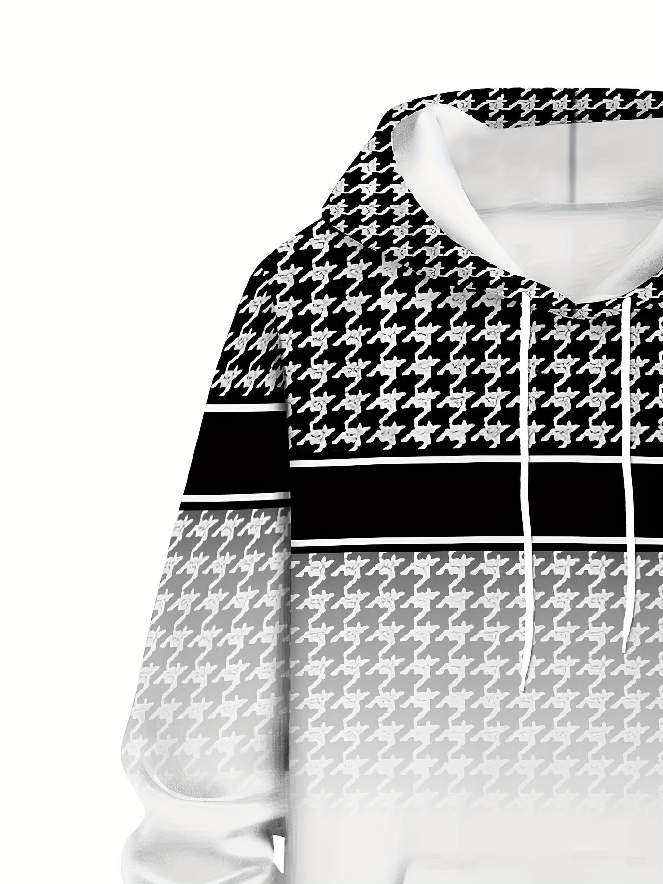 Plus Size Men Hoodie and Pants Set Gingham Plaid King Letter Print Spring Fall