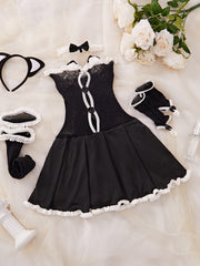 Women's Sexy Maid Cosplay Costume with Lace Dress Gloves Stockings Choker Headband