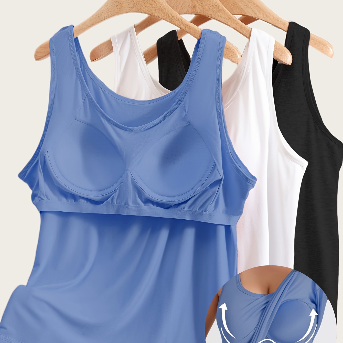 Women's Plus Size Sleeveless Yoga Tops with Built-In Bra Pads Set