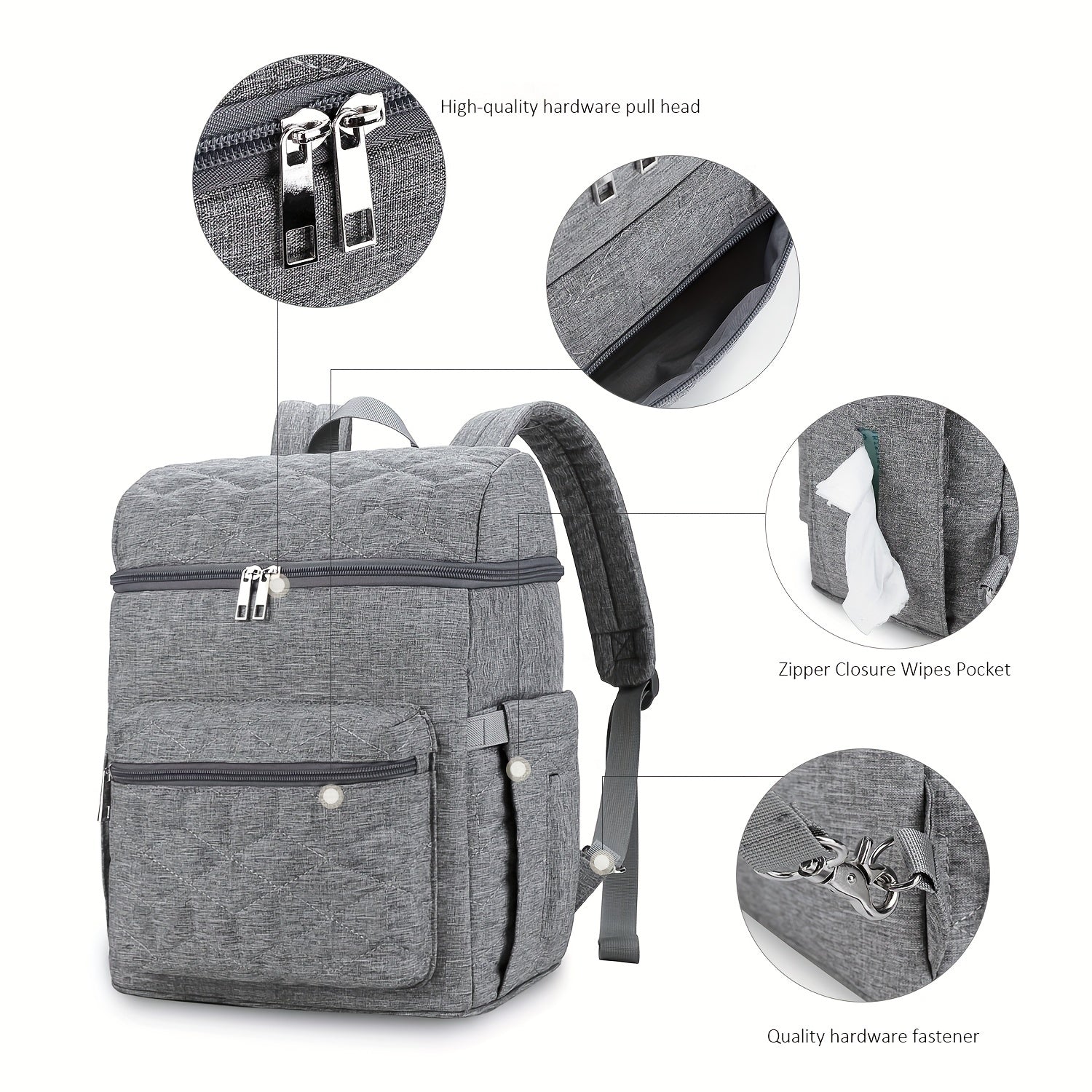 Large Capacity Waterproof Diaper Bag Backpack with Multiple Pockets for Moms