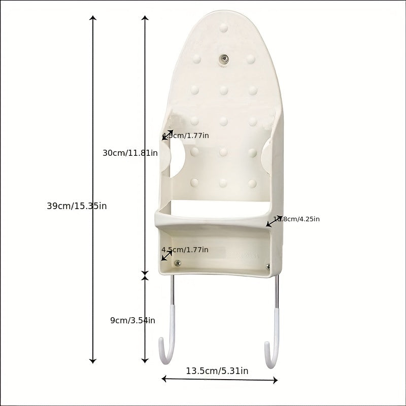 Soporte de pared para tabla de planchar con estante de PBT resistente al calor y ganchos para dormitorio, baño u oficina negro o blanco
