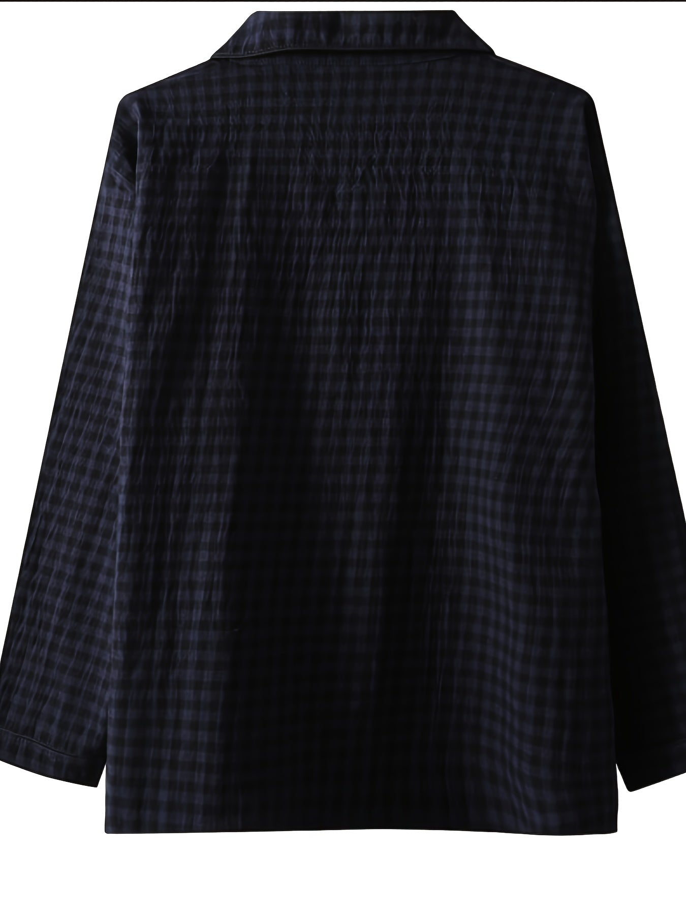 Conjunto de pijama de cuadros con perros bordados para mujer, talla grande, manga larga, ropa de dormir casual