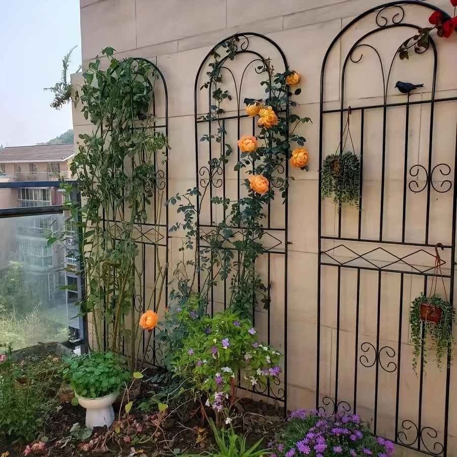 Металлический садовый забор с цветочным решетчатым каркасом для вьющихся растений, прочное покрытие с краской, для использования внутри и снаружи