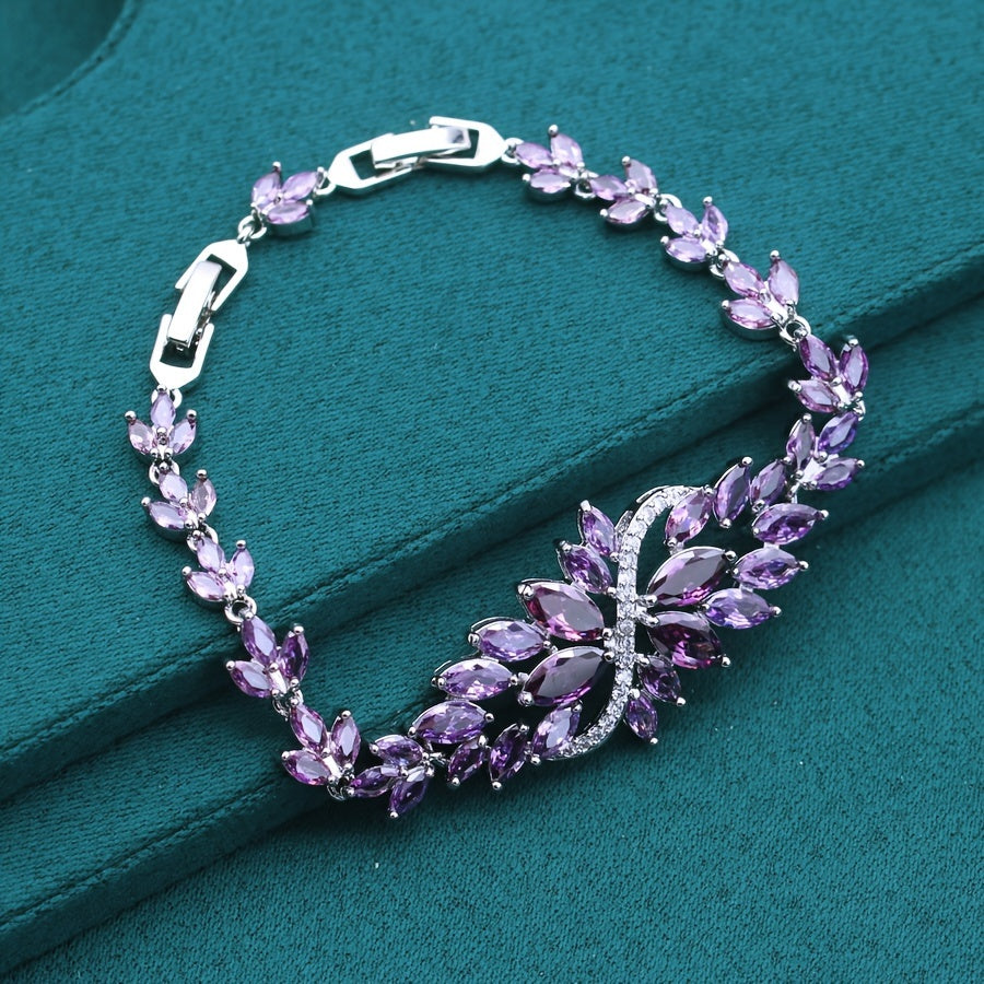Women's Copper Bracelet with Purple Zirconia for Summer Beach and Casual Wear