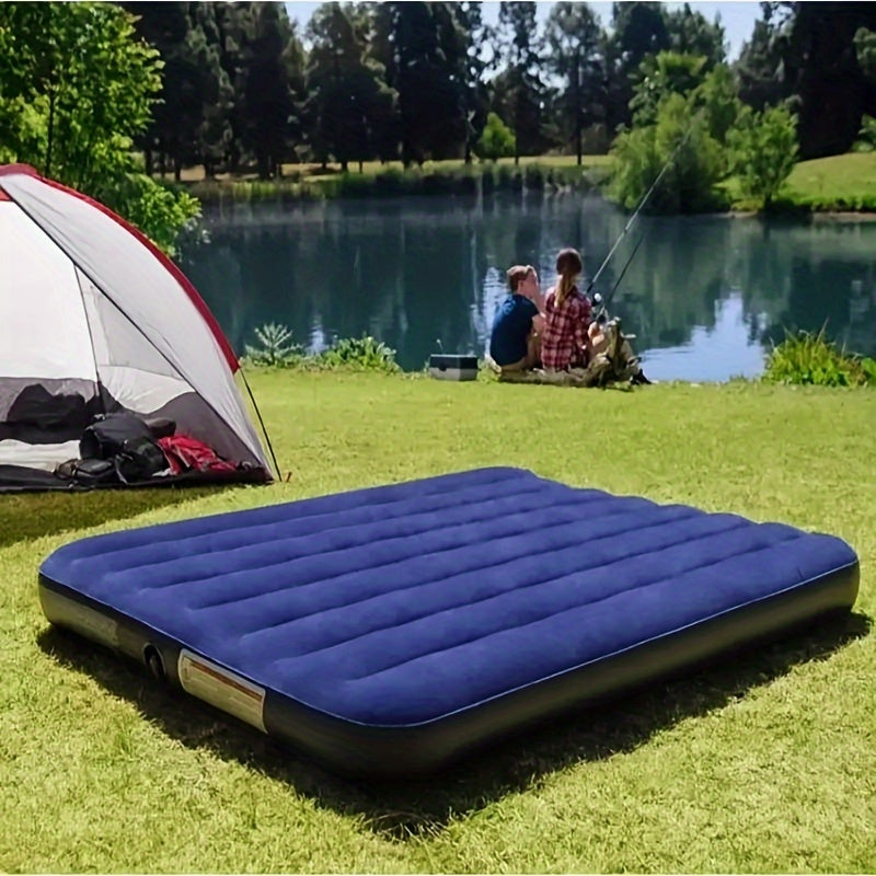 Inflatable Air Mattress Waterproof PVC Nylon for Camping Hiking Office Naps Blue