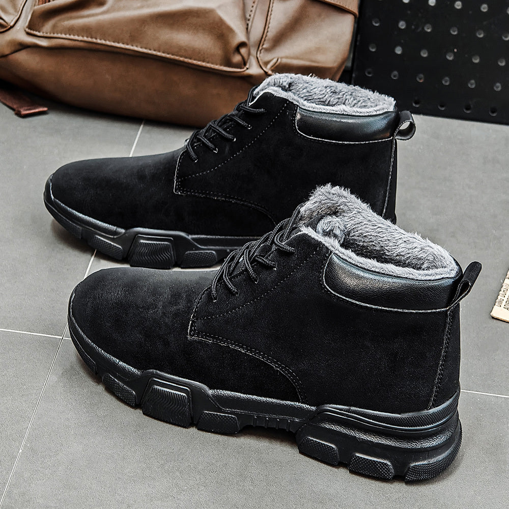 Women Chunky Platform Slip-On Boots Black All-Season Non-Slip Sole