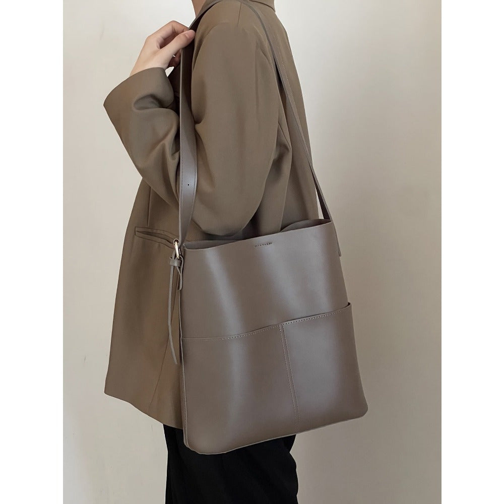 Large Black Tote Bag for Women with Polyurethane Lining and Magnetic Closure