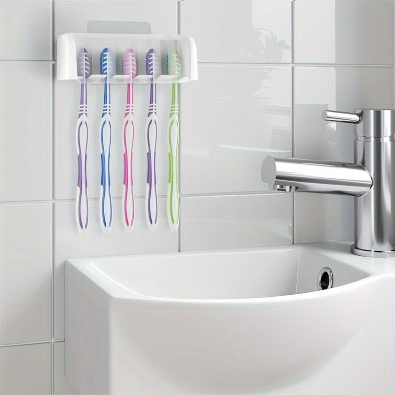 Wall-Mounted Toothbrush and Toothpaste Holder Space-Saving No Punch Installation Bathroom Accessory