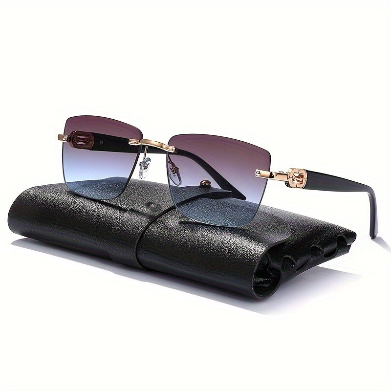 Unisex Rimless Square Frame Glasses for Men and Women