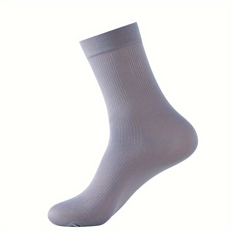 Men's Summer Thin Breathable Mid-Calf Business Socks Pack of 5