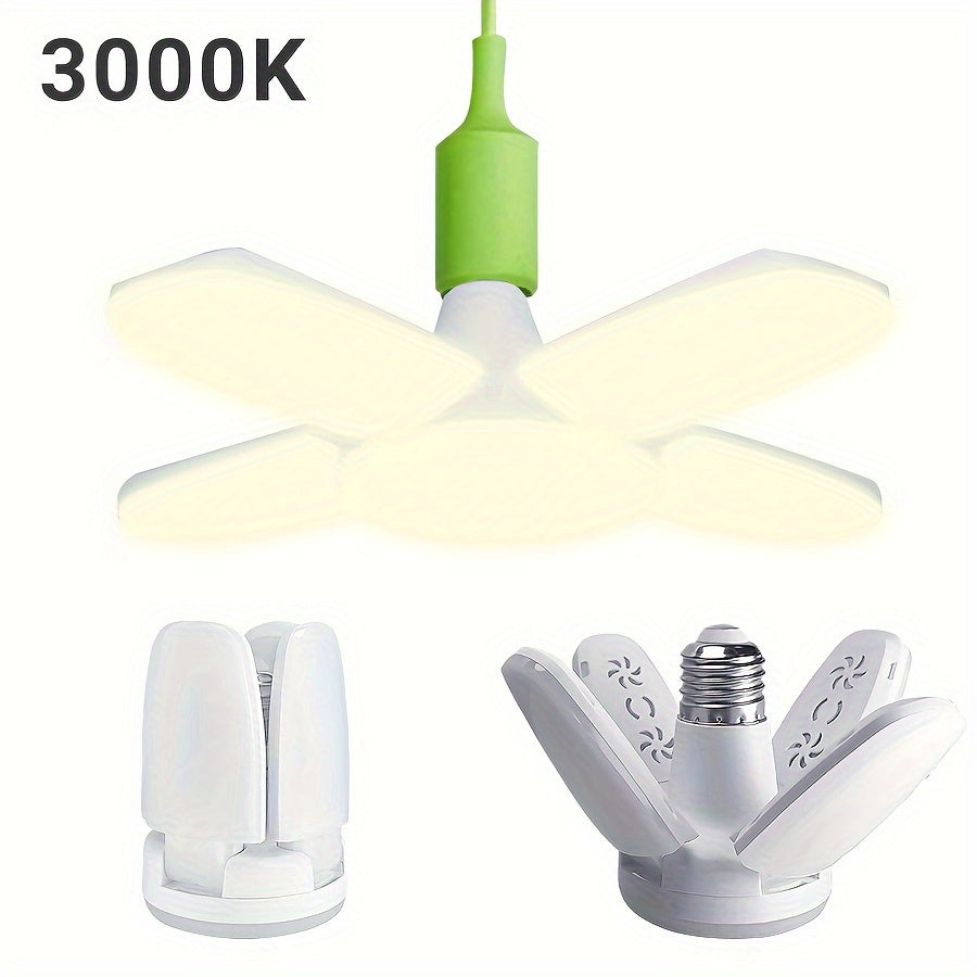 Compact LED Pendant Light 28W Foldable Adjustable Indoor Garage Lighting
