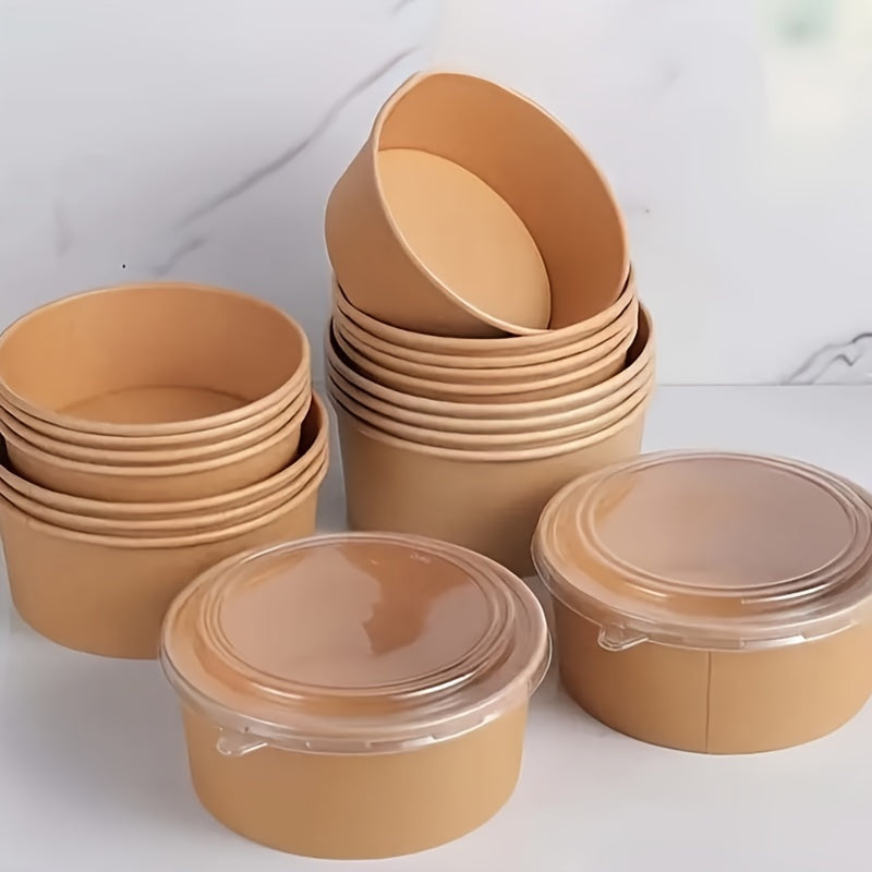 30-Pack Rust-Resistant Paper Bowls with Lids for Soup Salad and Take-Out