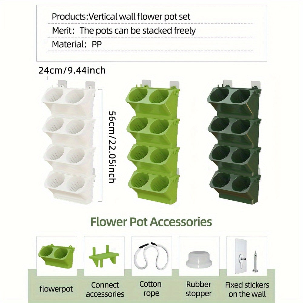 Modern Plastic Wall Hanging Flower Pot with Drainage Hole and Tray for Indoor Outdoor Plants