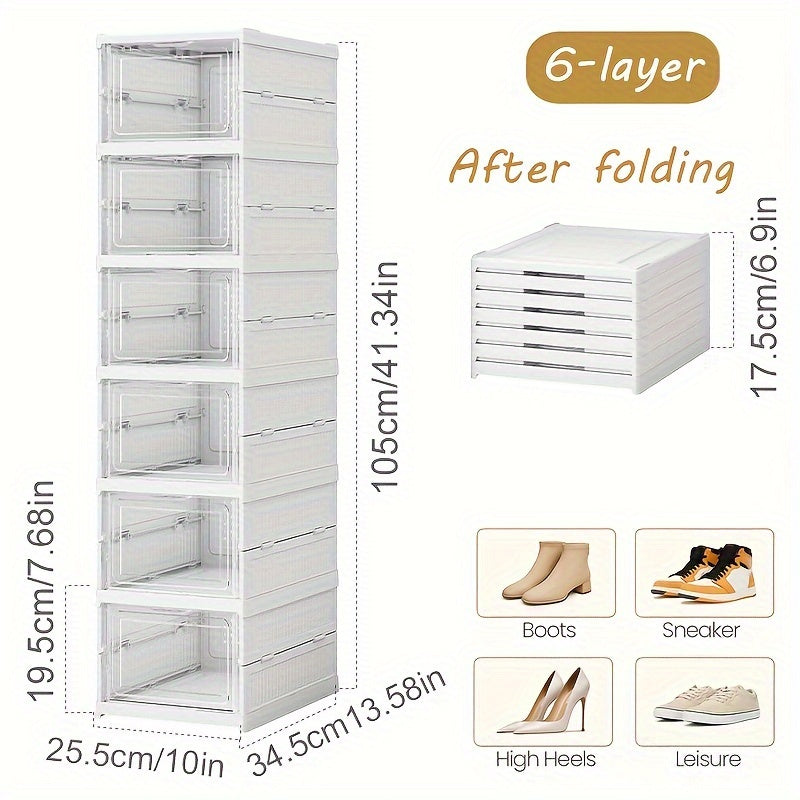 Folding Shoe Storage Box Breathable Plastic Dustproof Space-Saving Large Capacity