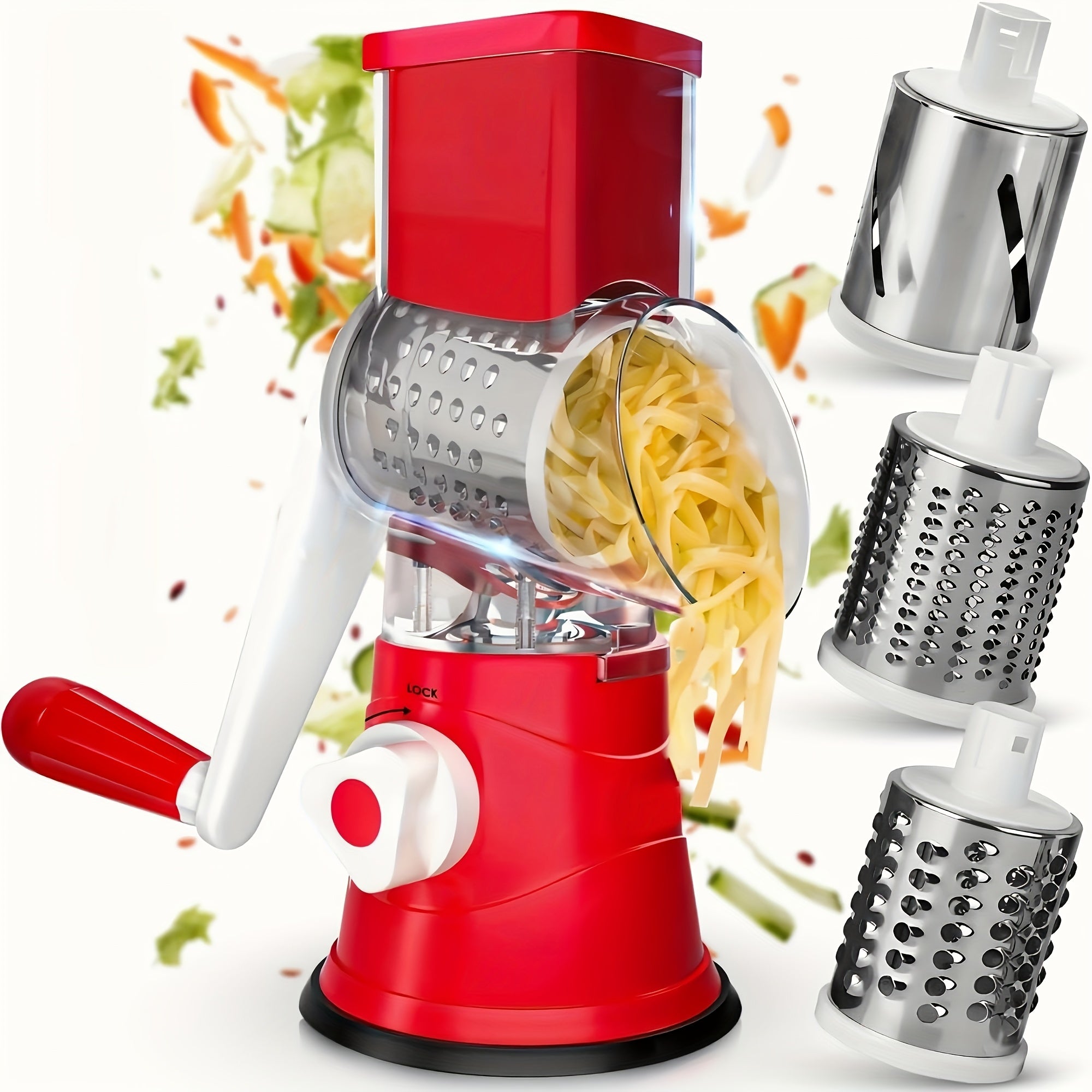 3-in-1 Manual Food Grater with Replaceable Blades for Cheese Vegetables Fruits