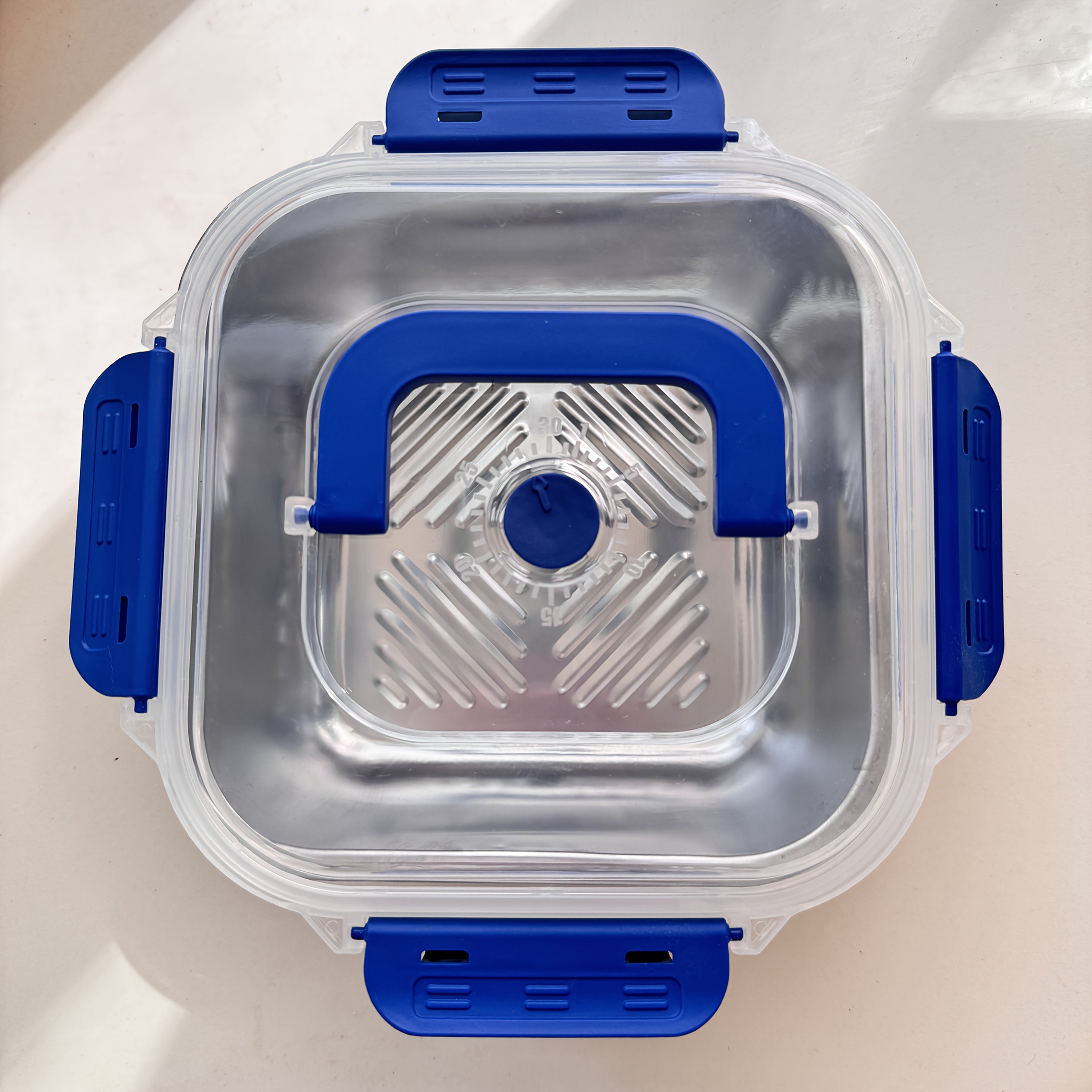 Large Stainless Steel Food Storage Container 1800ml Leakproof Reusable Blue Lid