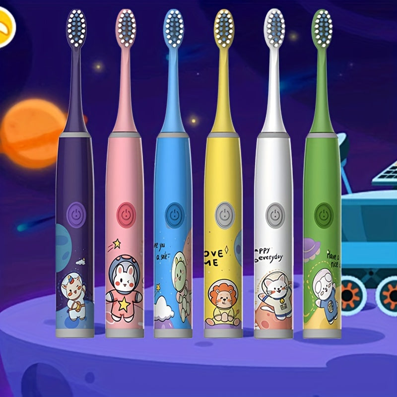 Electric Toothbrush for Kids Cartoon Space Series Soft Bristles 2-Minute Timer Deep Clean