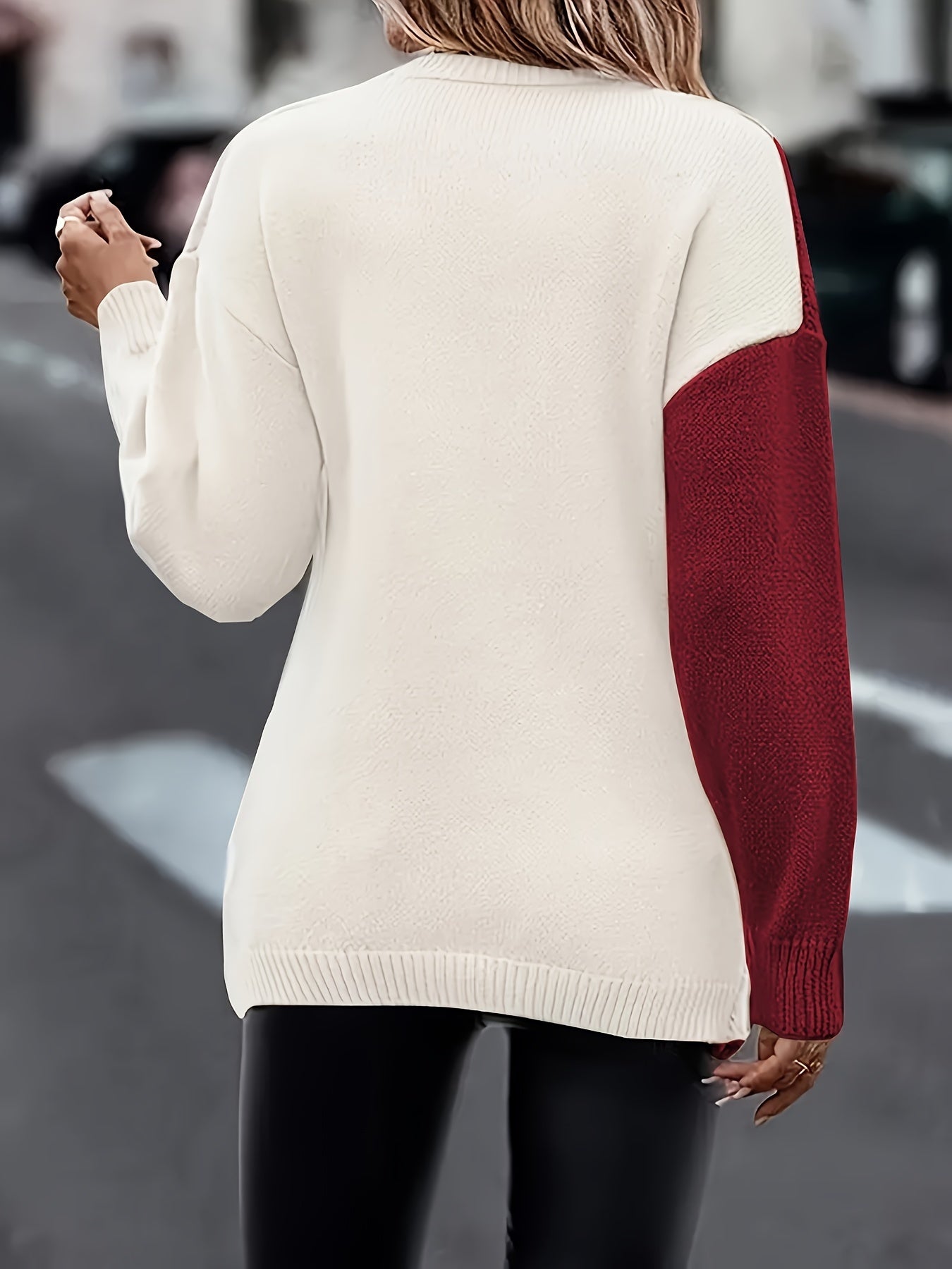 Plus Size Women's Cable Knit V-Neck Sweater Off-Shoulder Pullover Winter Top