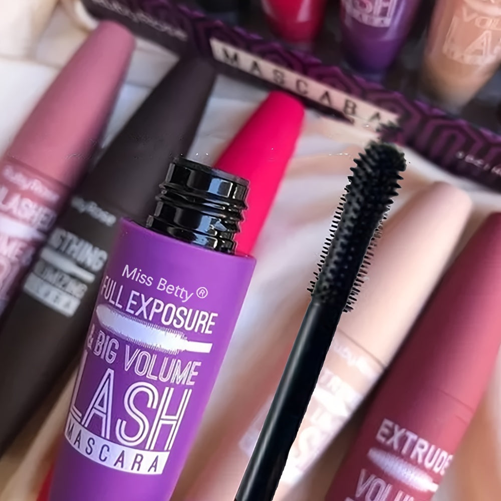 6-Pack Waterproof Long-Lasting Mascara for Big Volume and Natural Look Black Smudge-Proof Thickening Plant-Based Squalane