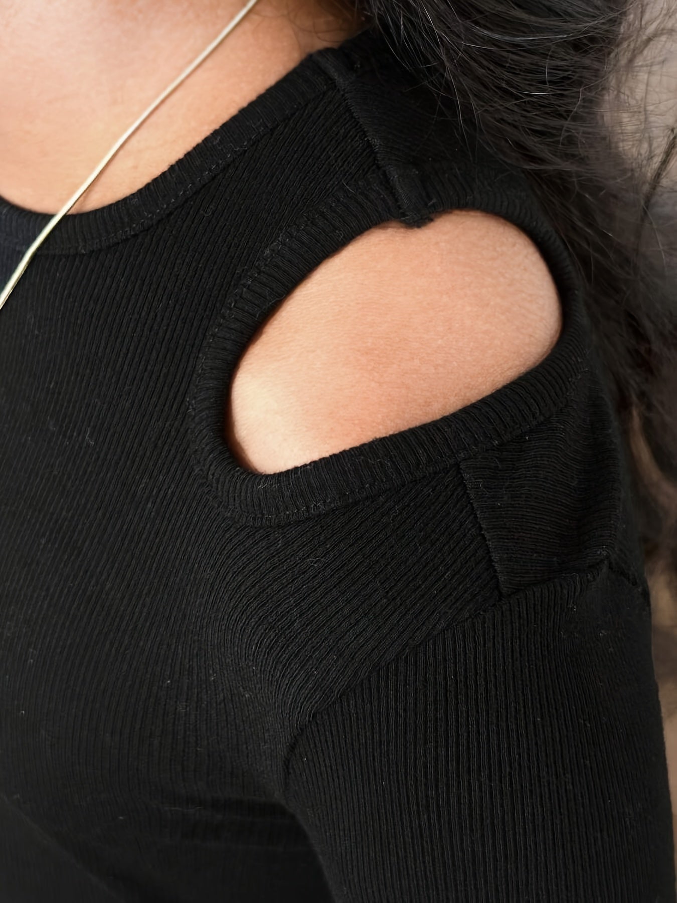 Girls Black Knit Dress with Ruched Detail Side Slit Round Neck All-Season Polyester Blend