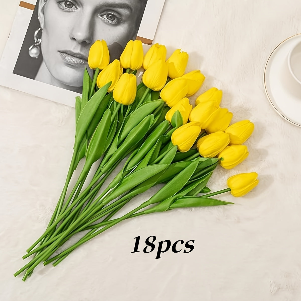 Artificial Tulips Set 18 Lifelike Plastic Spring Home Decor for Gifts and Events