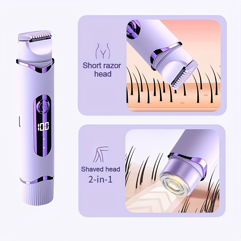 2-in-1 ayollar uchun elektr shaver, ho'l va quruq, soch olib tashlash, USB quvvatlanadigan bikini trimmeri, sayohat uchun