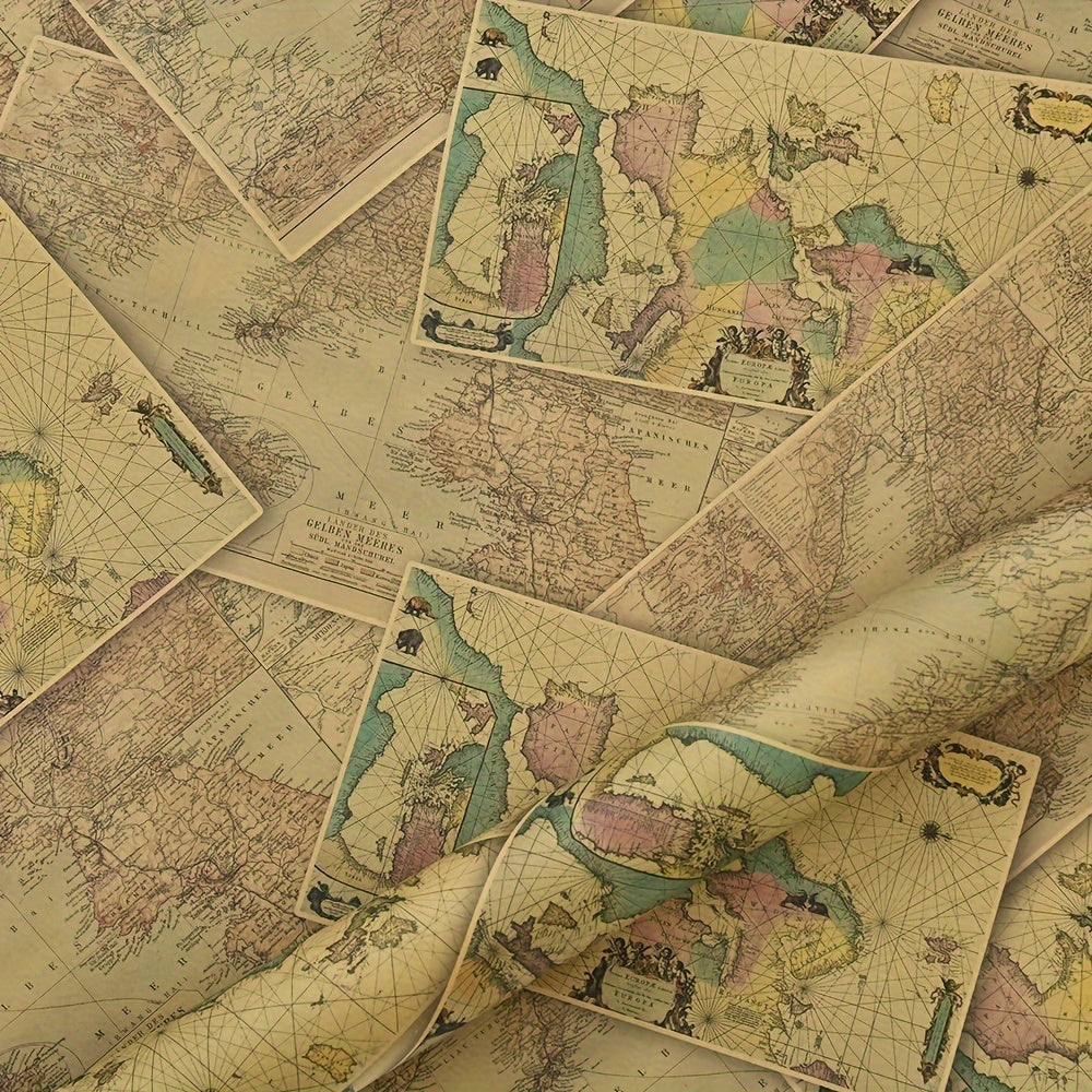 Kraft Paper Packaging with Vintage Newspaper Design and Eiffel Tower Bicycle Prints