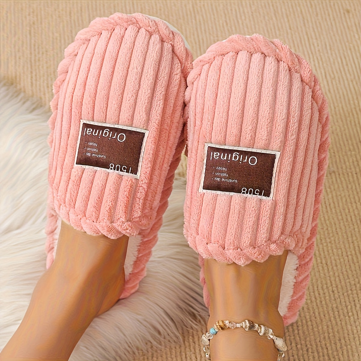 Unisex Indoor Slippers Soft Fabric Non-Slip All-Season House Shoes