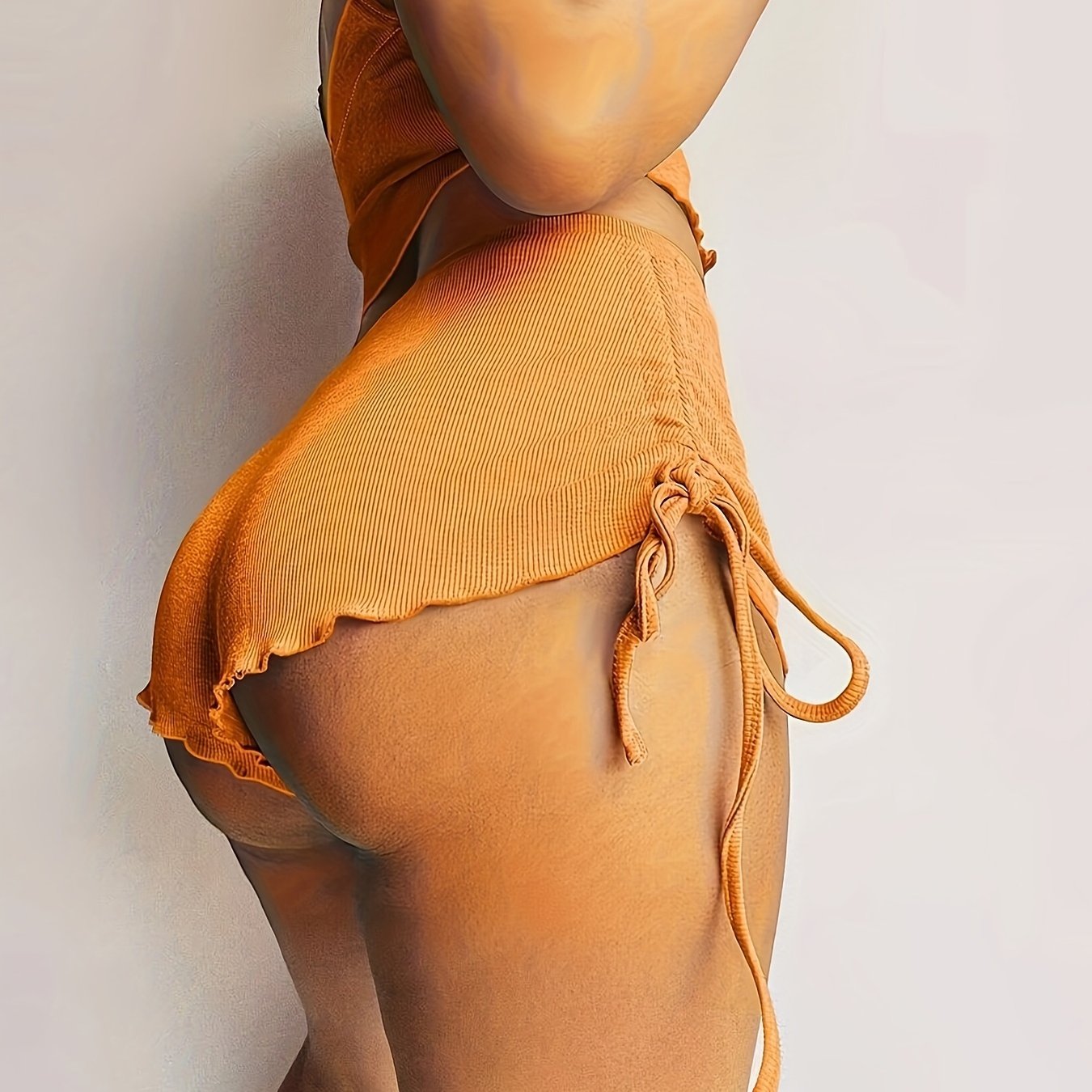 Women's Solid Knit Lounge Set with Camisole Top and Drawstring Shorts for Summer