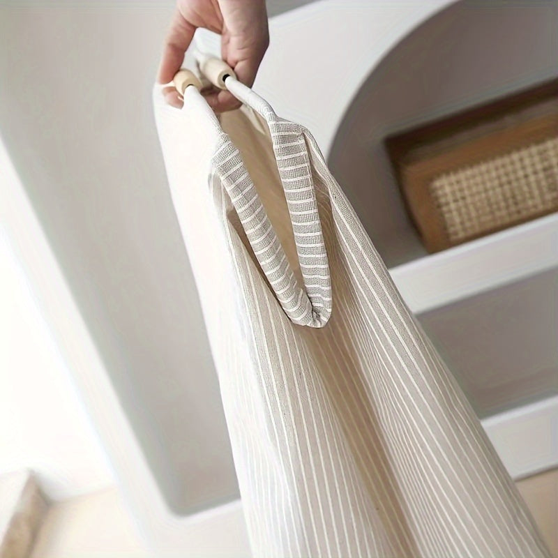 Large Laundry Basket with Waterproof Fabric and Striped Interior for Clothes and Toys