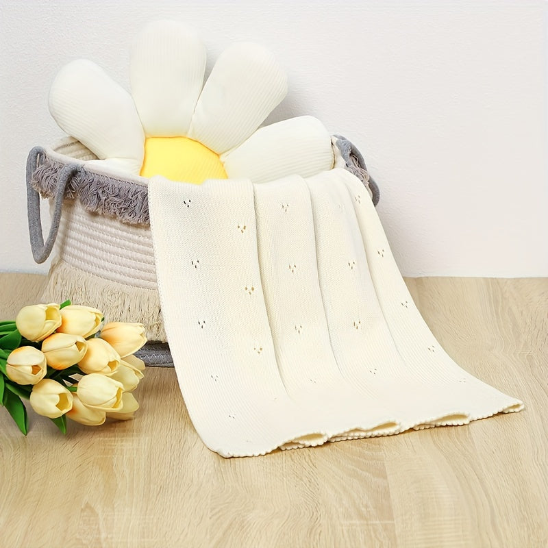 Solid Color Knitted Throw Blanket for Stroller Cover Quilt and Air Conditioning Use