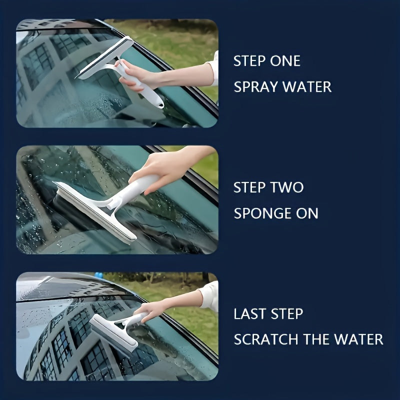 3-in-1 Handheld Glass Wiper with Scraper and Sprayer for Windows Mirrors and Shower