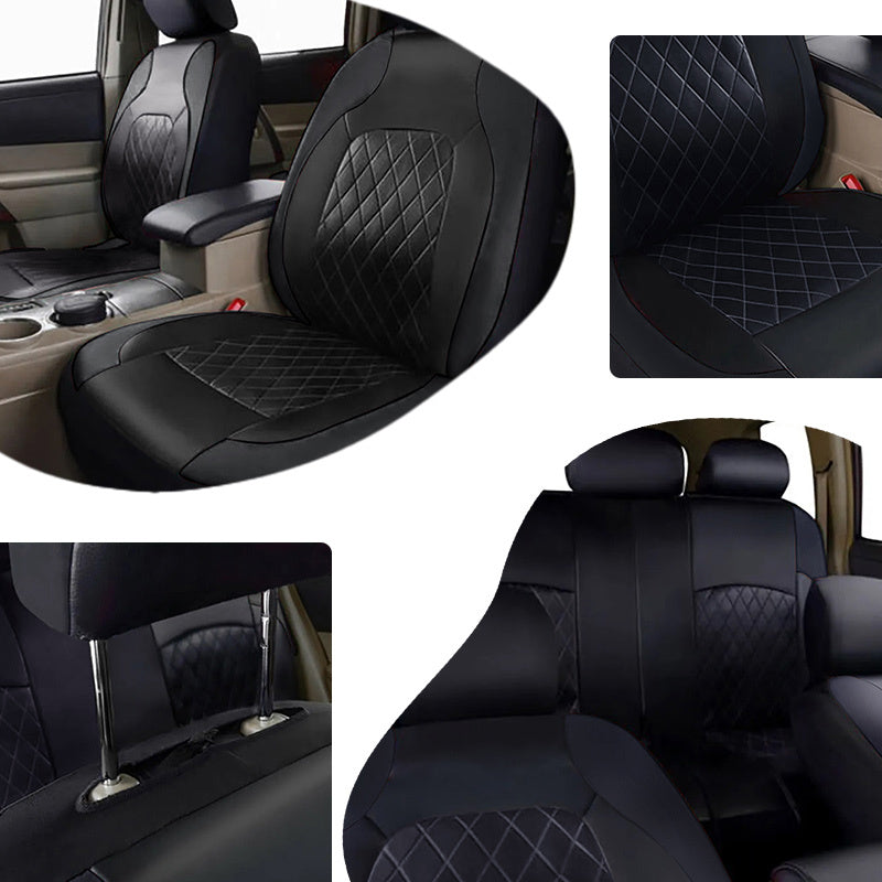 Car Seat Covers All-Season Leather Protector Set Front Rear Easy-Clean