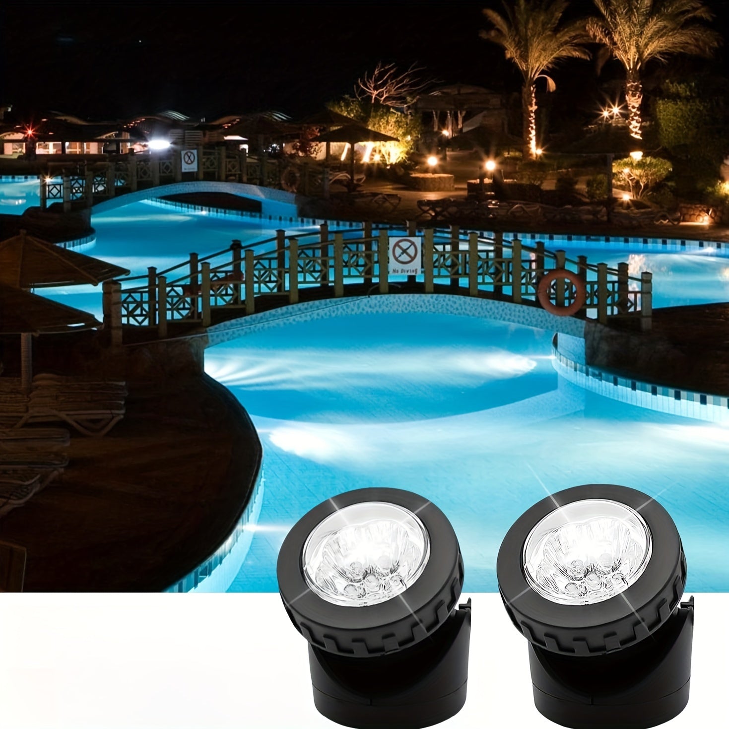 Luces de estanque solares con 6 LED, iluminación de seguridad exterior sumergible para jardines y fuentes