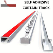 Red Self-Adhesive Bathroom Curtain Track with Silent Glide Nano Rail and Pulleys
