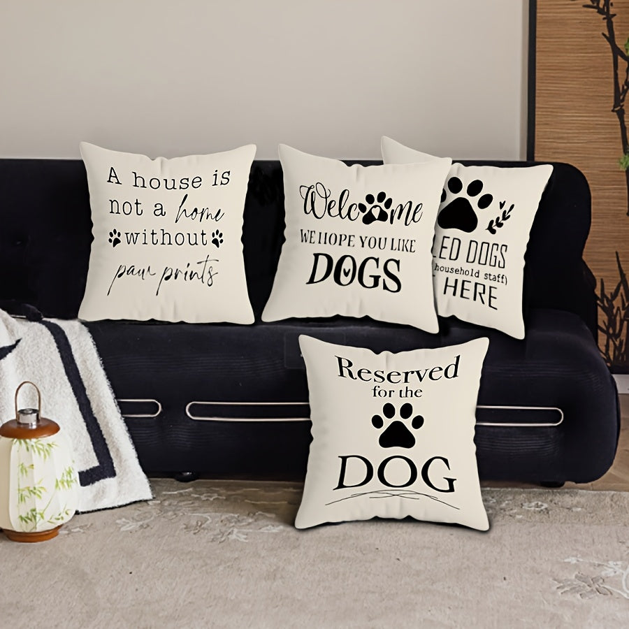 Dog Lover Throw Pillow Cover 44 Inch Soft Polyester Pet Quote and Paw Print Design
