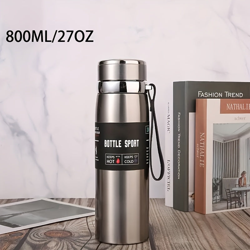 Stainless Steel 1000ml Vacuum Insulated Water Bottle with Strap BPA-Free Keeps Hot Cold Sports Outdoor